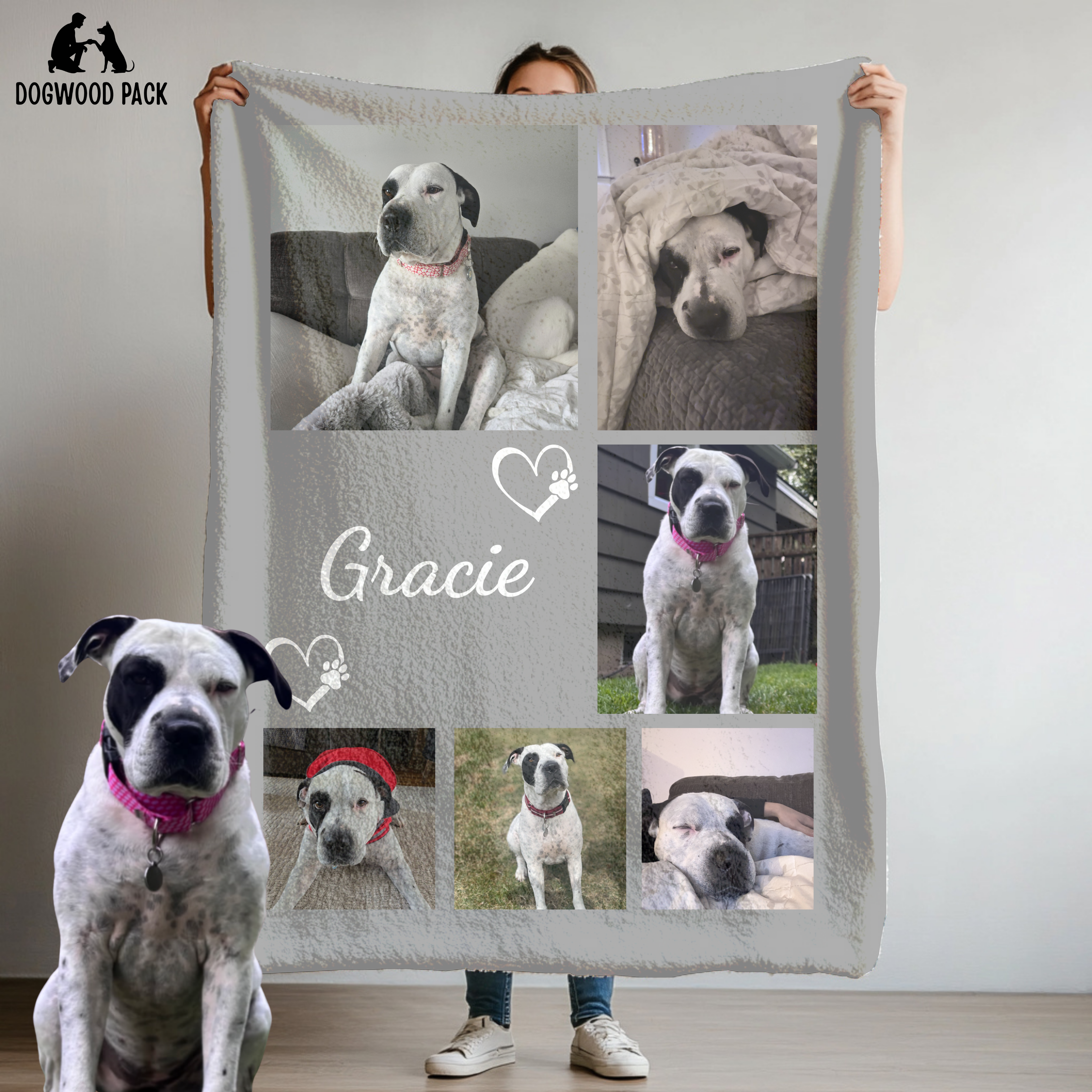 Custom Dog Blanket - Personalized Pet Photo Collage Blanket with Name