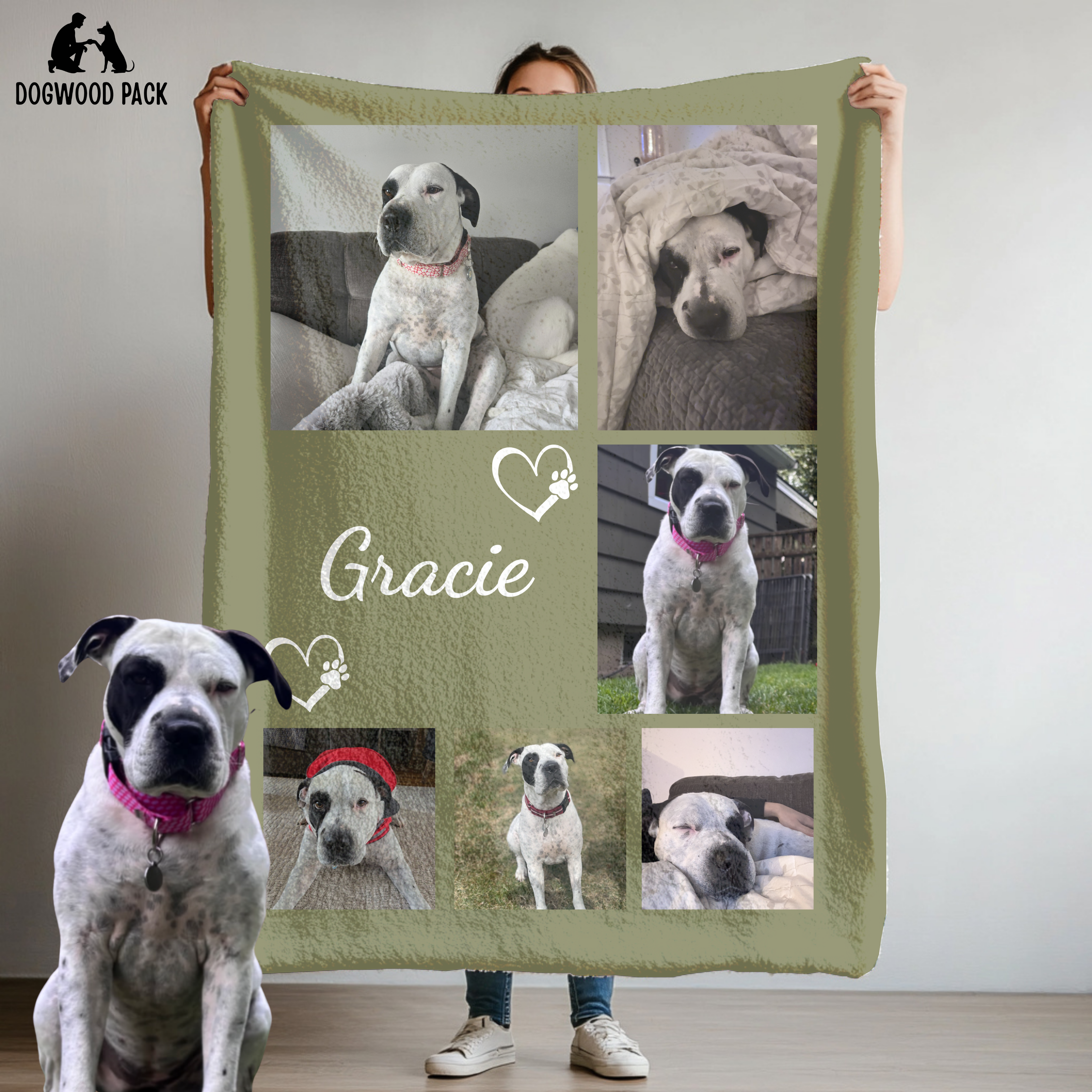 Custom Dog Blanket - Personalized Pet Photo Collage Blanket with Name