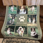 Australian Shepard photos on a soft Custom Dog Blanket – Personalized Pet Photo Blanket with Name