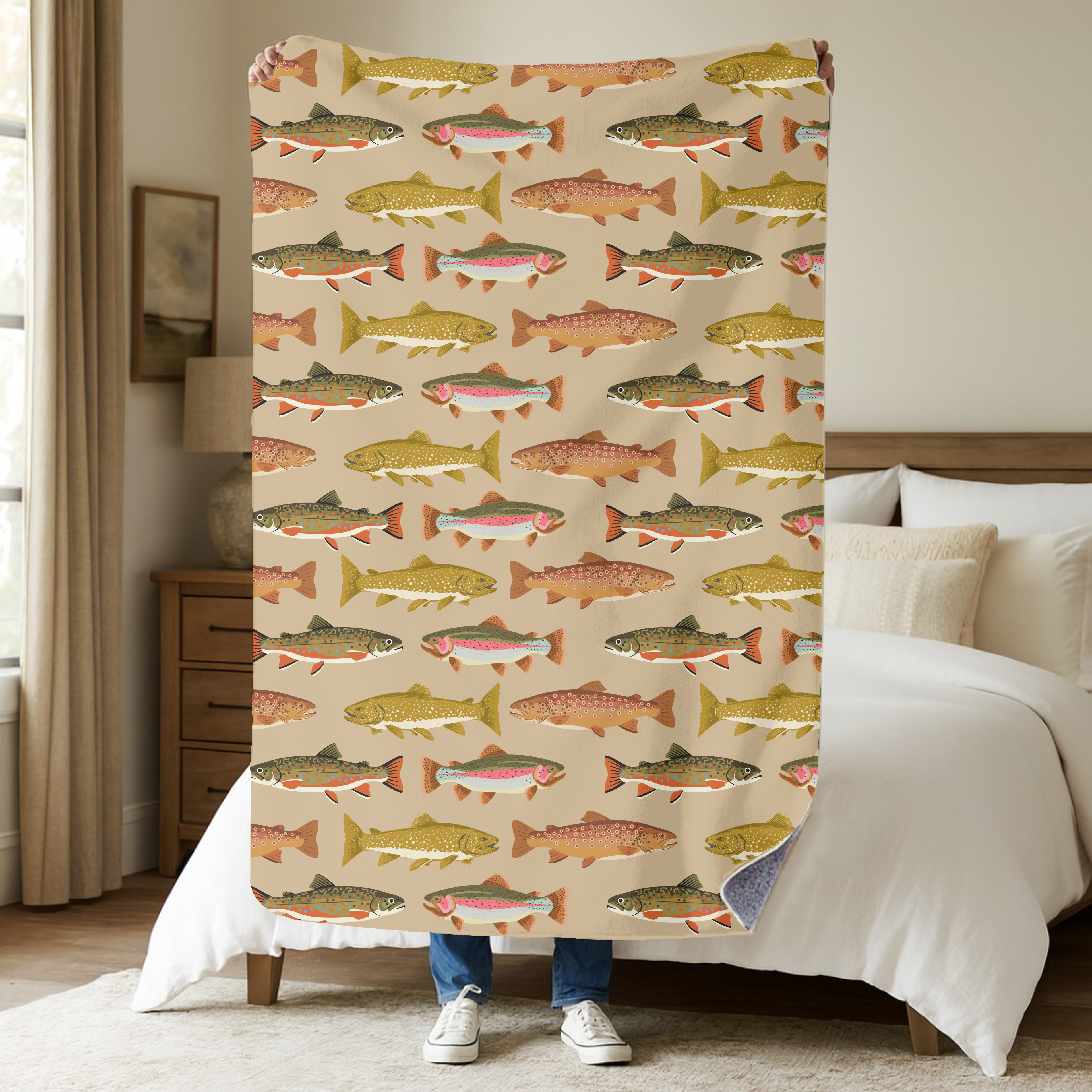 Dogwood Pack Rustic Trout Dog Blanket