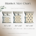 Blanket size guide for Dogwood Pack custom dog blanket with face and name in plush and sherpa fabrics