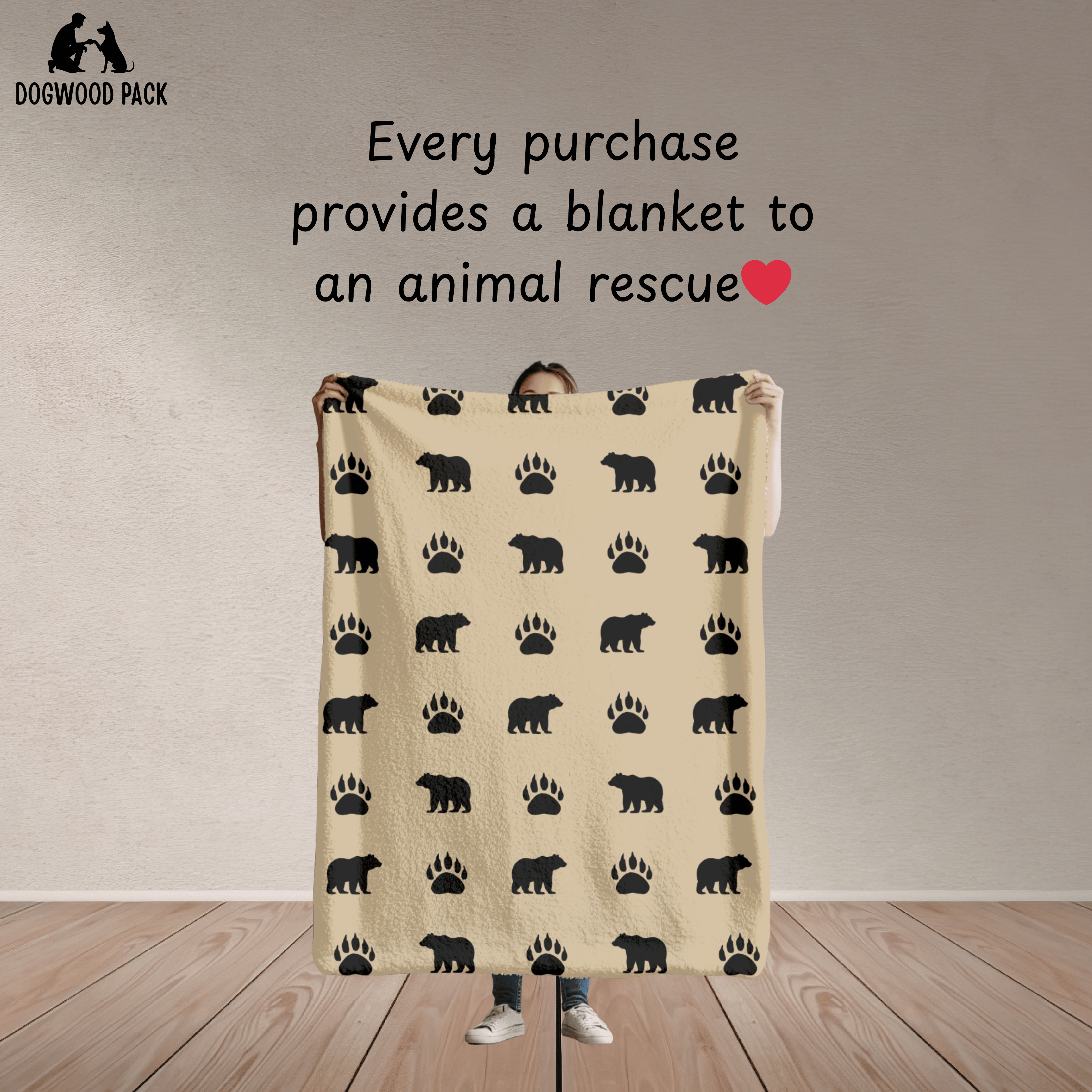 Every bear paw dog blanket purchased donates a dog blanket to an animal rescue