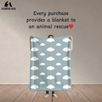 Every cloud design dog blanket purchased donates a dog blanket to an animal rescue