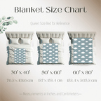 Size guide for Dogwood Pack cloud-design dog blanket in plush and sherpa fabrics