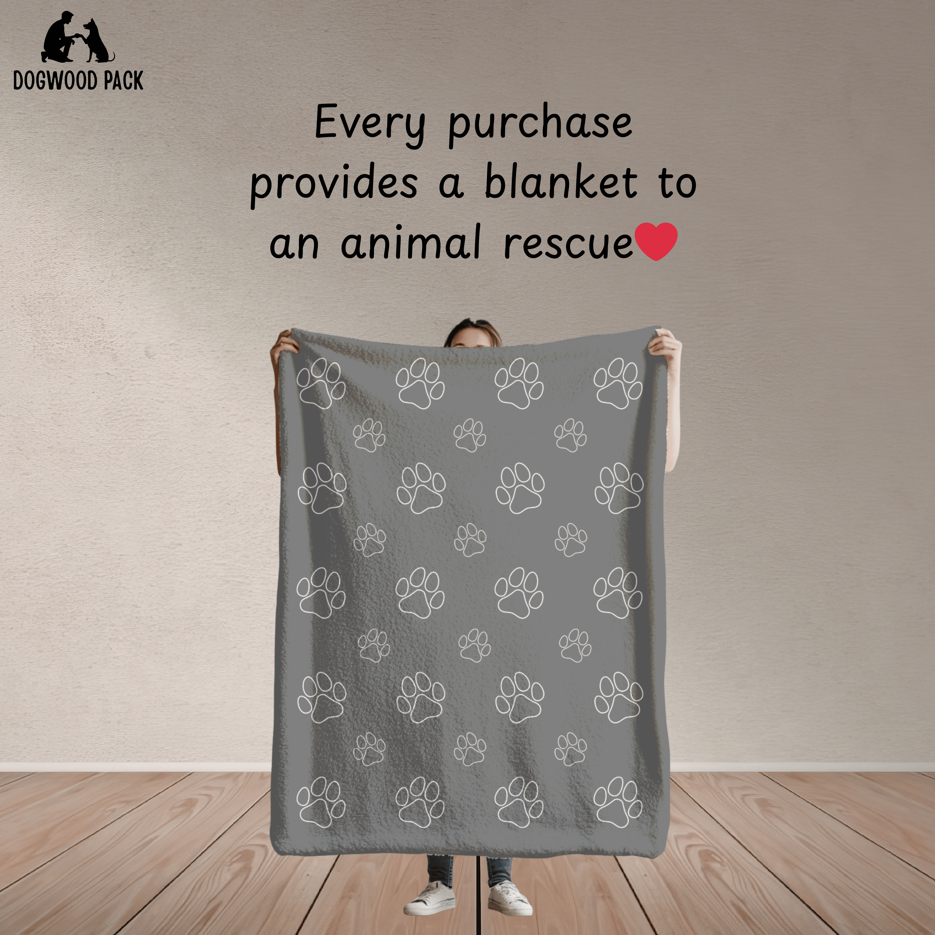 Every wolf paw dog blanket purchased donates a dog blanket to an animal rescue