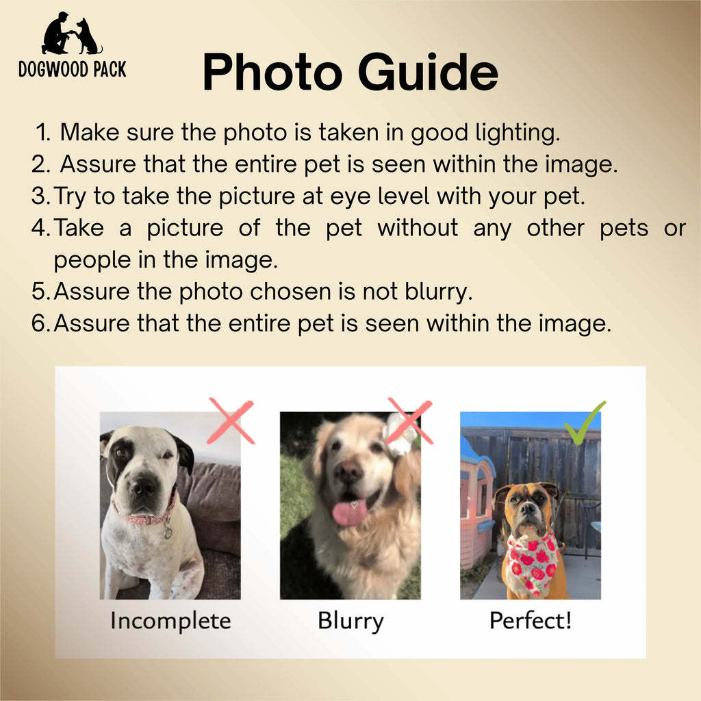 Photo guide for custom portrait dog blankets and personalized dog blankets with photo