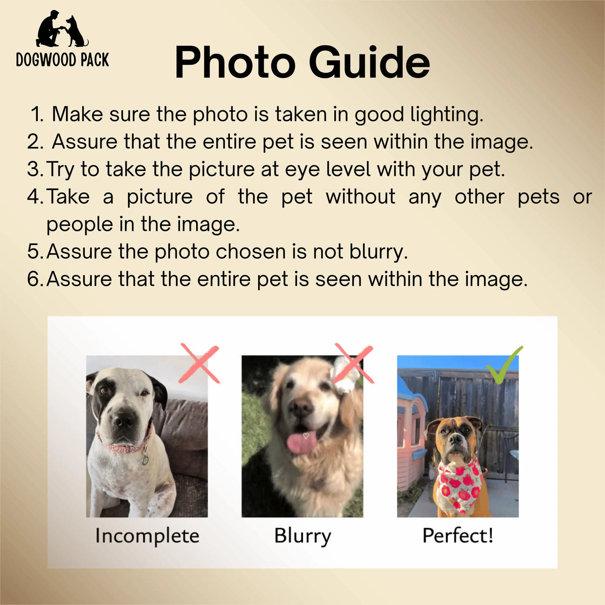 Photo guide for custom portrait dog blankets and personalized dog blankets with photo