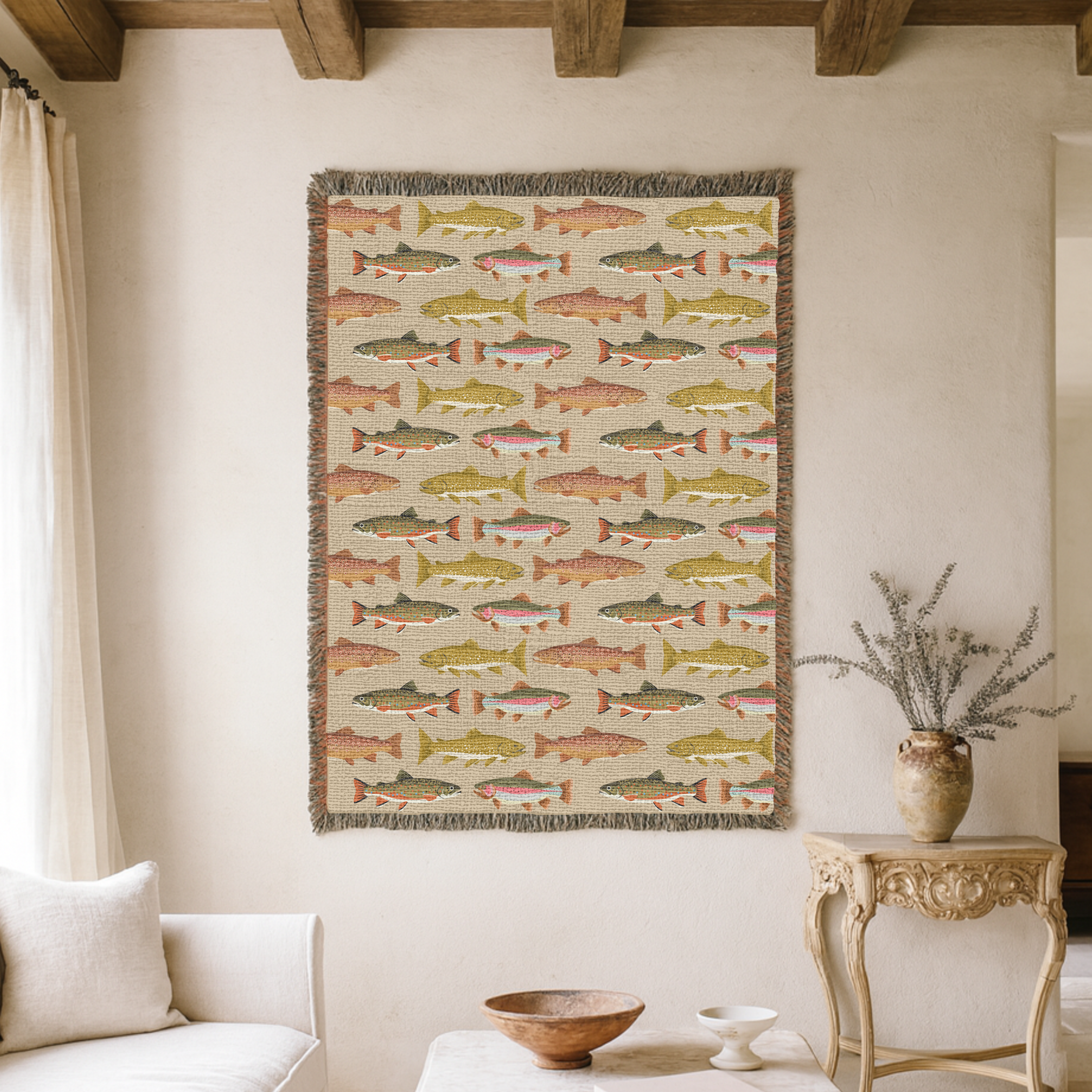 Dogwood Pack Rustic Trout Dog Blanket