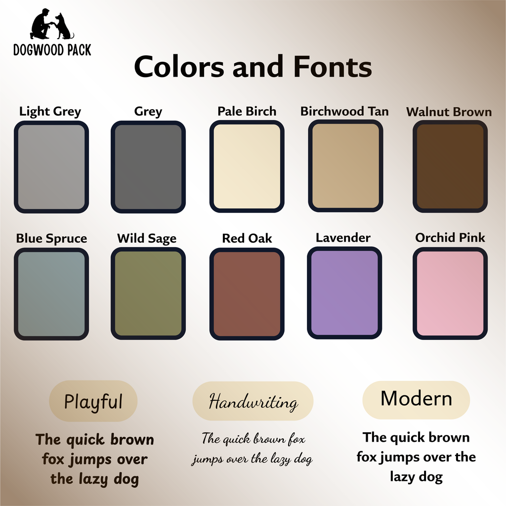color and text options for Dogwood Pack custom dog blankets and designed dog blankets
