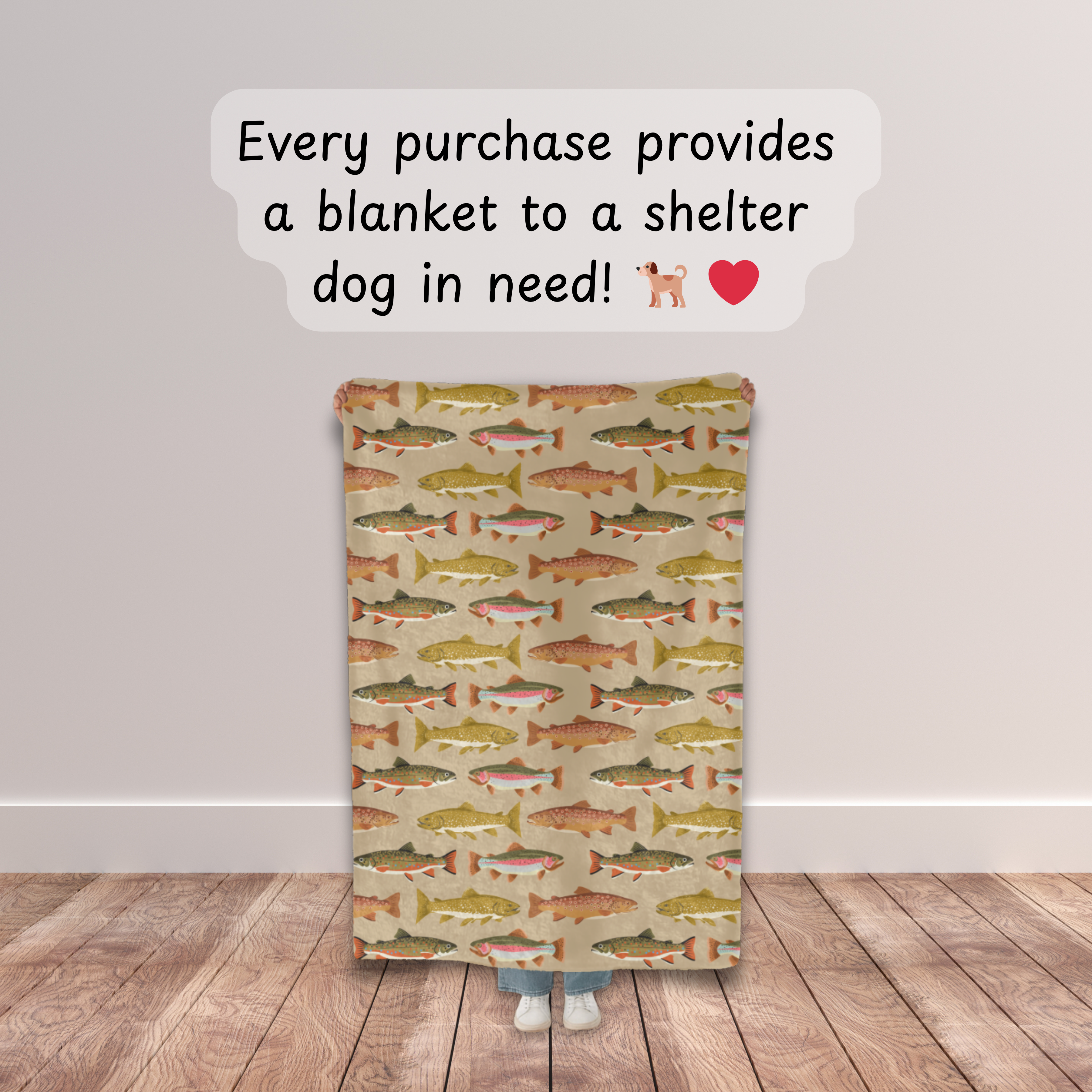 Dogwood Pack Rustic Trout Dog Blanket