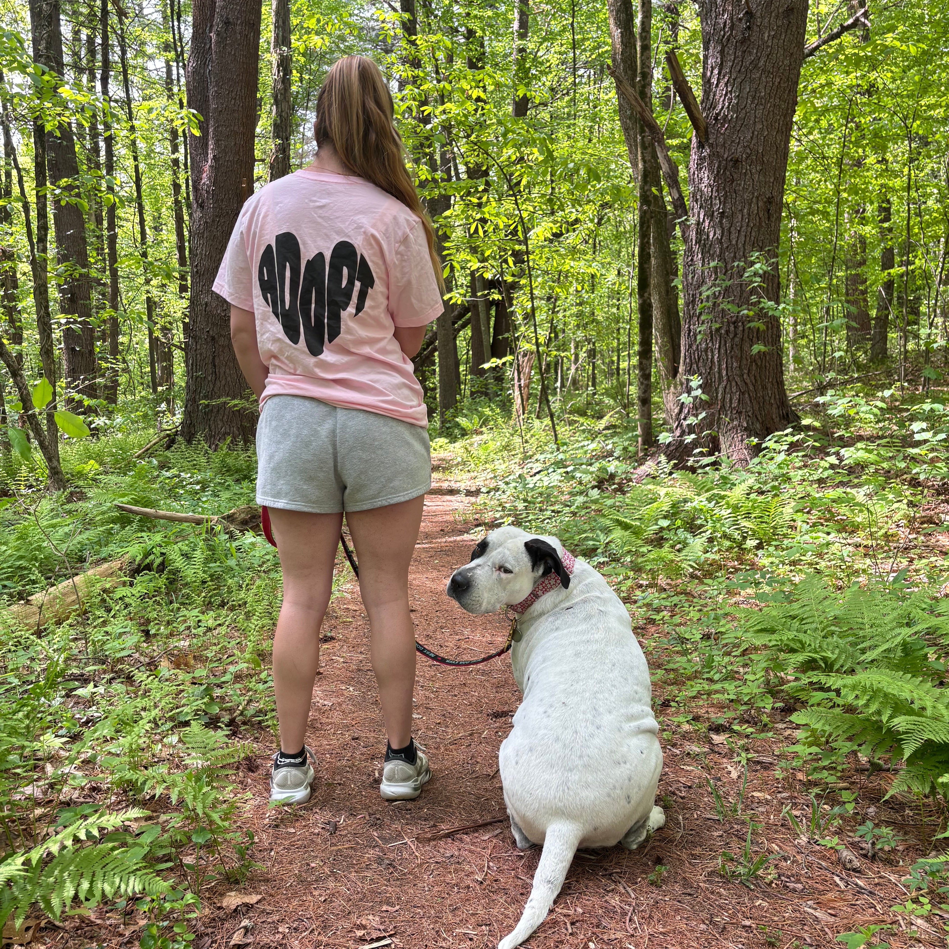 Girl with Pitbull Mix wearing comfortable Adopt Don't Shop Shirt – Adopt Foster Rescue Awareness Tee