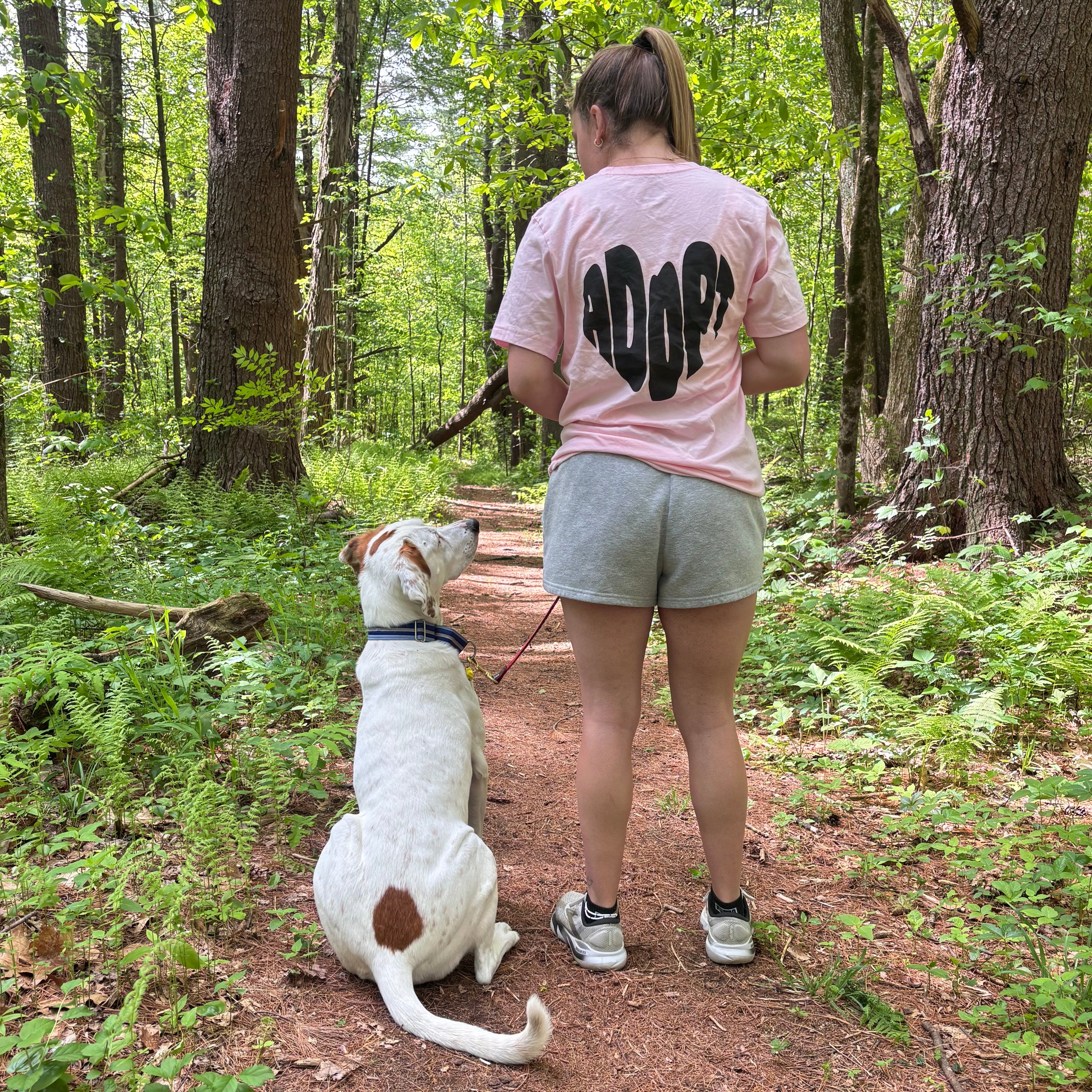 Girl with Rescue Dog wearing comfortable Adopt Don't Shop Shirt – Adopt Foster Rescue Awareness Tee